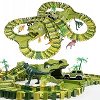 Pista dinosauri per bambini con macchinine e fuoristrada, set D