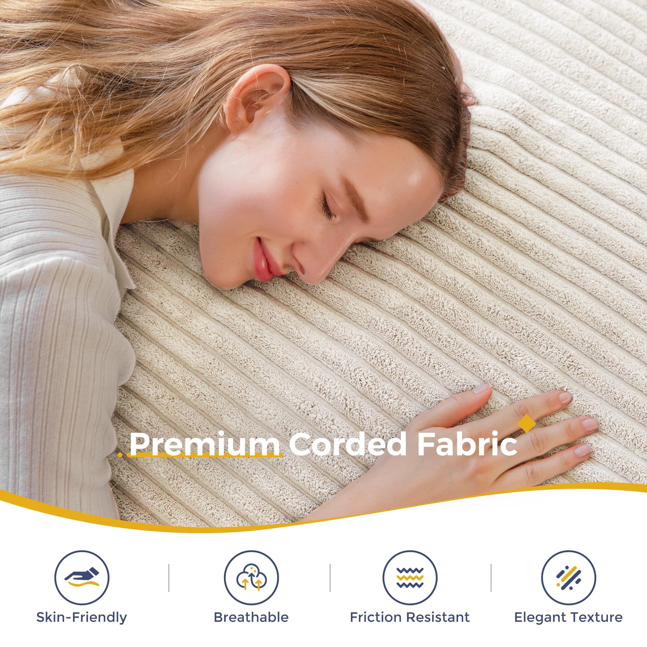 MAXYOYO Sitzsack XL, aus Cordstoff Abnehmbar, Riesen Bean Bag mit Flauschiger Schaumstoff Füllung, Großes Bodenkissen für Erwachsene & Kinder