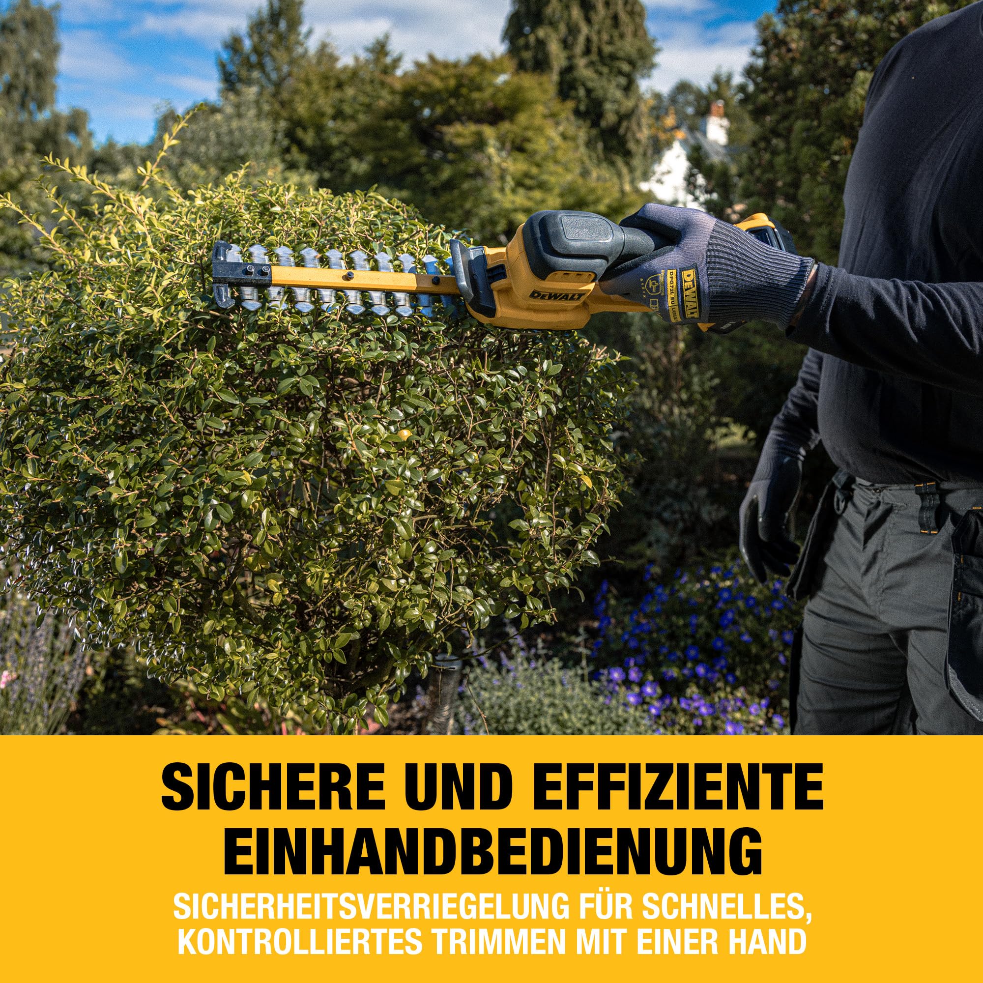 DEWALT Kompakte Heckenschere 18 V XR 20 cm mit vollflächiger Klingenhülle und Aufhängehaken. Leicht, Präzisionsklingen, XR-kompatibel, nur Werkzeug, DCMHT520N-XJ