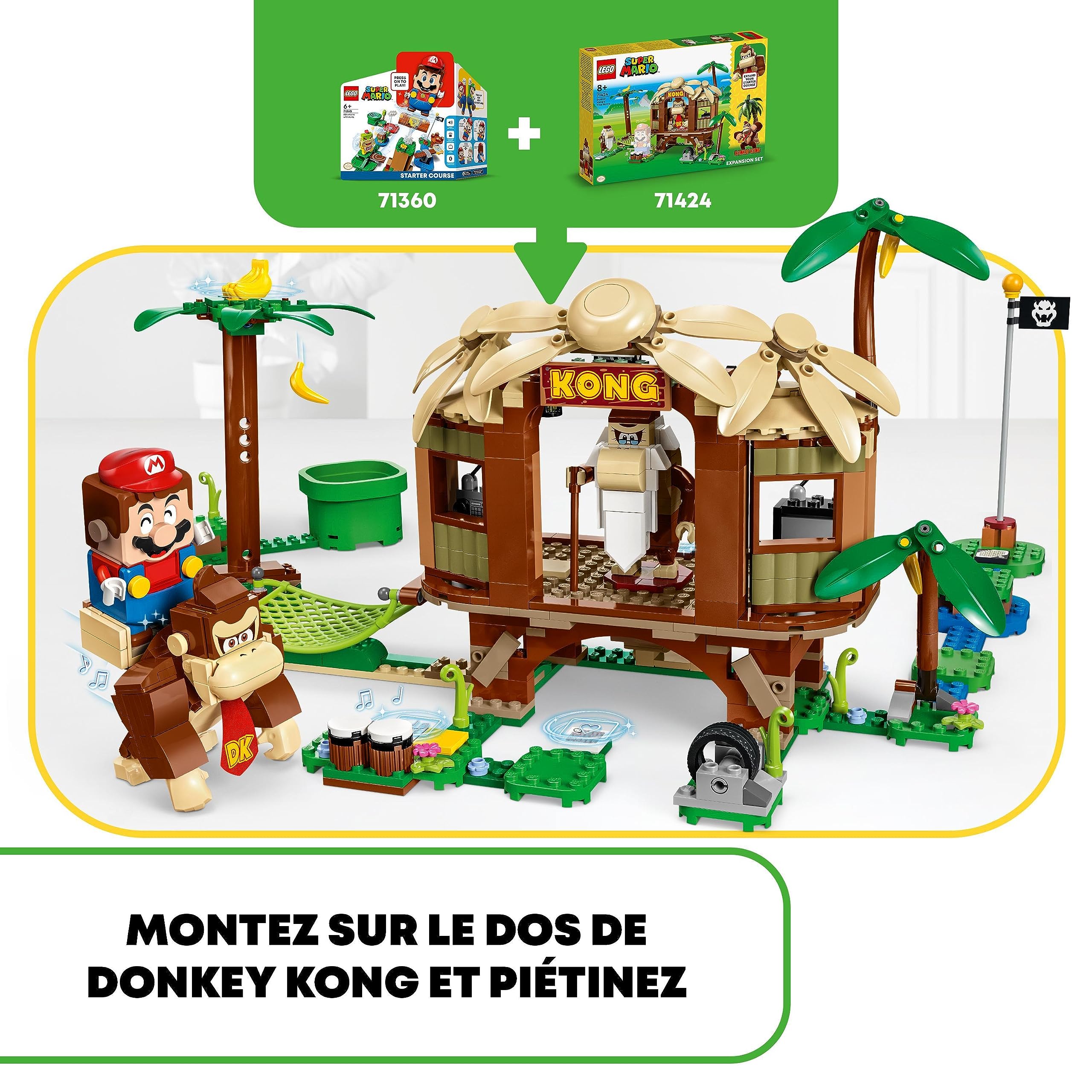 LEGO Super Mario Ensemble d'Extension La Cabane de Donkey Kong - Jeu de Construction avec 2 Personnages à Combiner avec Un Pack de Démarrage pour Enfants - Jouet Fille ou Garçon Dès 8 Ans 71424