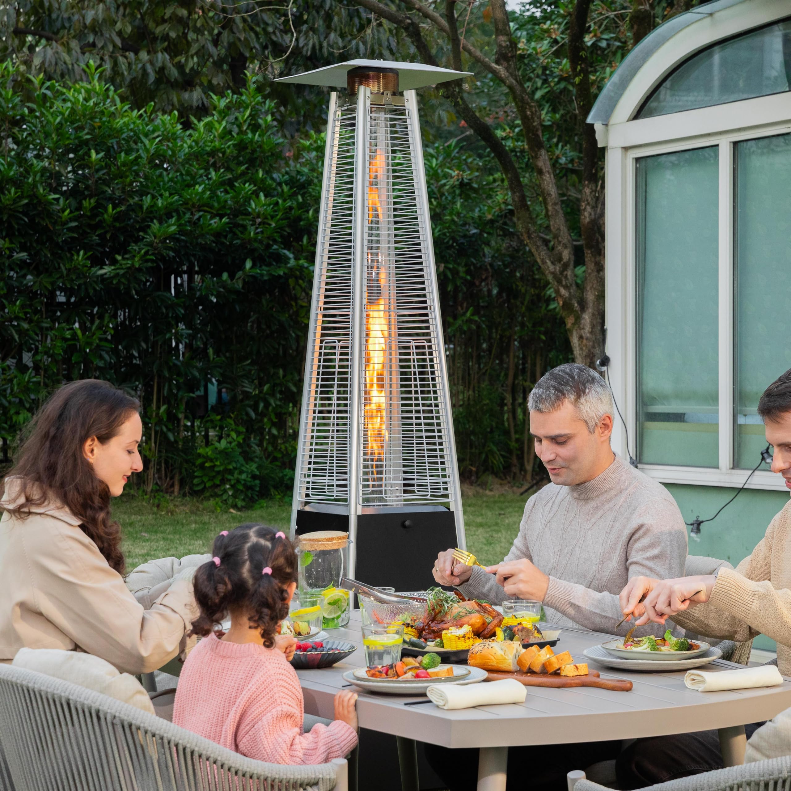 Nuu Garden 48.000 BTU - Stufa a propano per esterni, con tubo di vetro, colore: nero