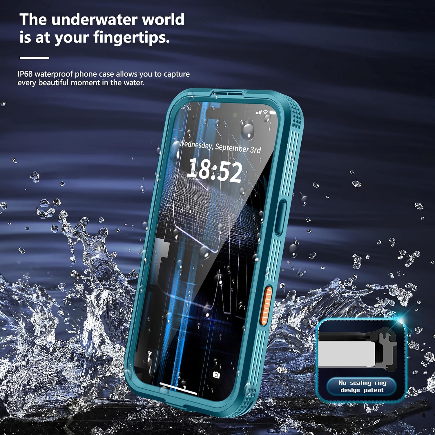 GOLDJU 2025 New Magnetic for iPhone 17 Pro Case-Waterproof, Built-in Screen & Camera Protector-IP68 Underwater Full Body 16FT Military Dropproof Shockproof Case for 17 Pro 6.3''- Blue - Image 3