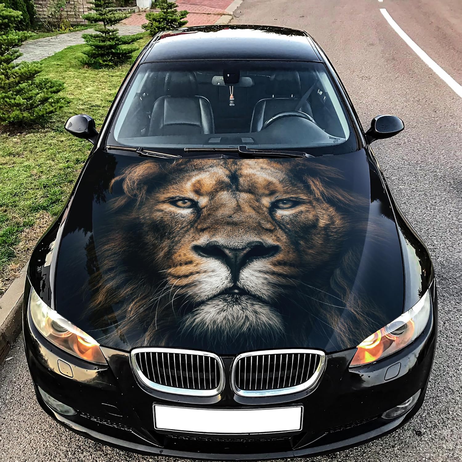 Lion King Art Car Hood Wrap – Custom Vinyl Graphic Decal for Cars, Trucks & SUVs – Glossy Laminated Vinyl