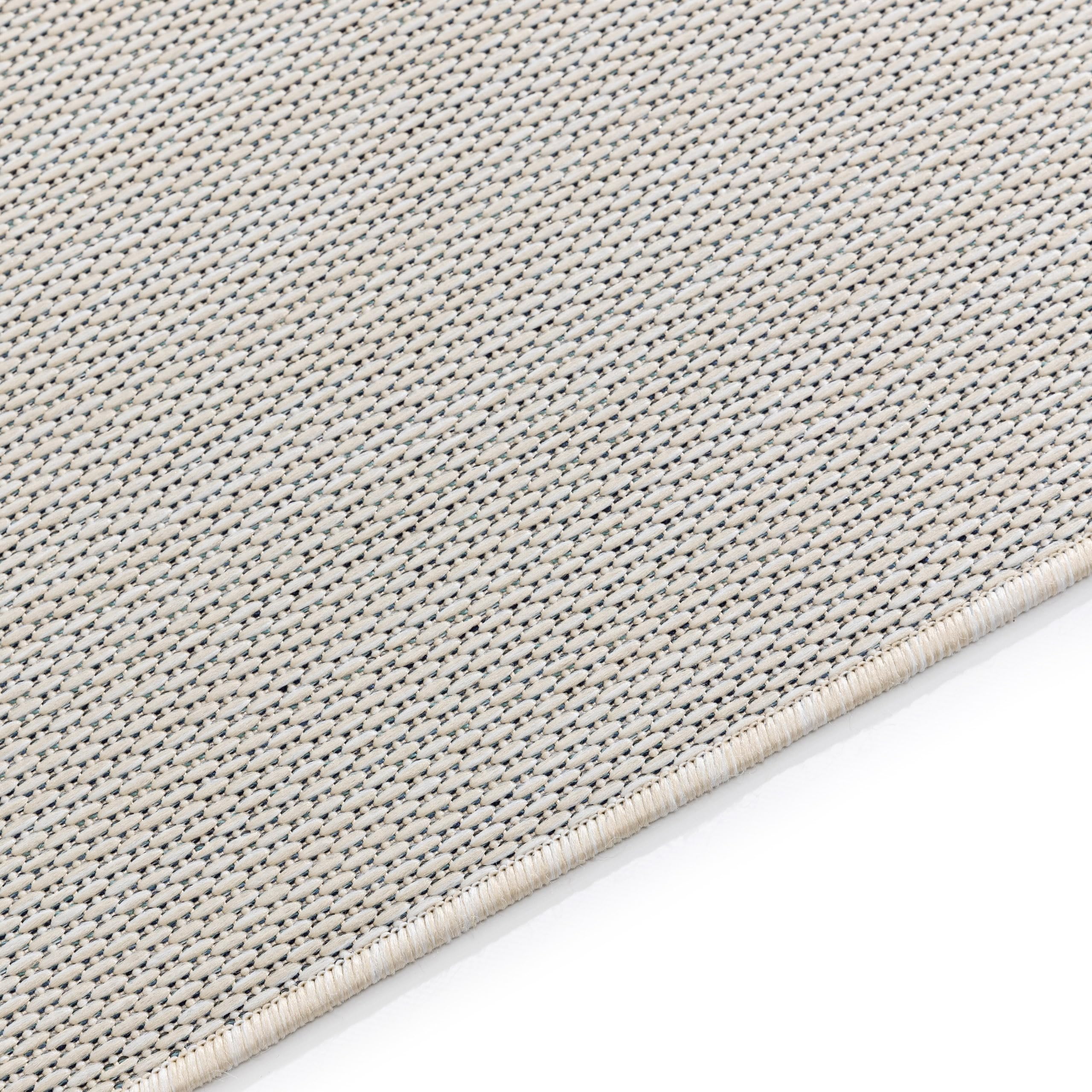 Interiyou Tapis extérieur Lome - 160x230 Blanc - Motifs géométriques - Résistant aux UV pour Balcon, terrasse, Jardin ou Cuisine - Structure Plat - pour d'entrée intérieur, Chambre, Salon, Bureau