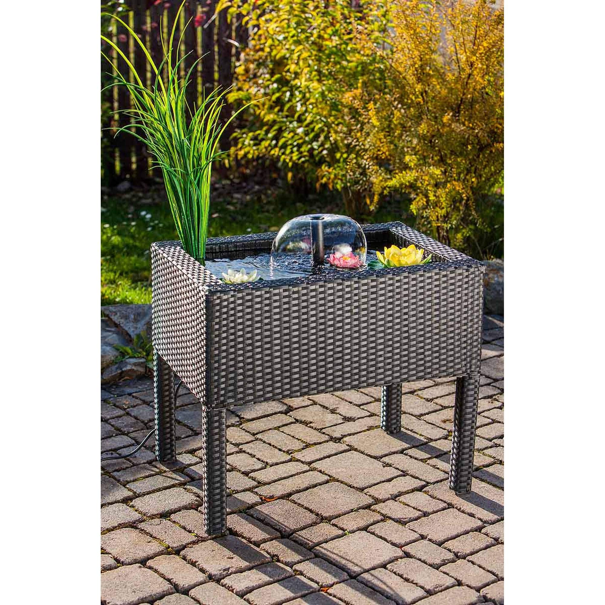 Heissner Rattan Terrassenteich, Schwarz, Einheitsgröße