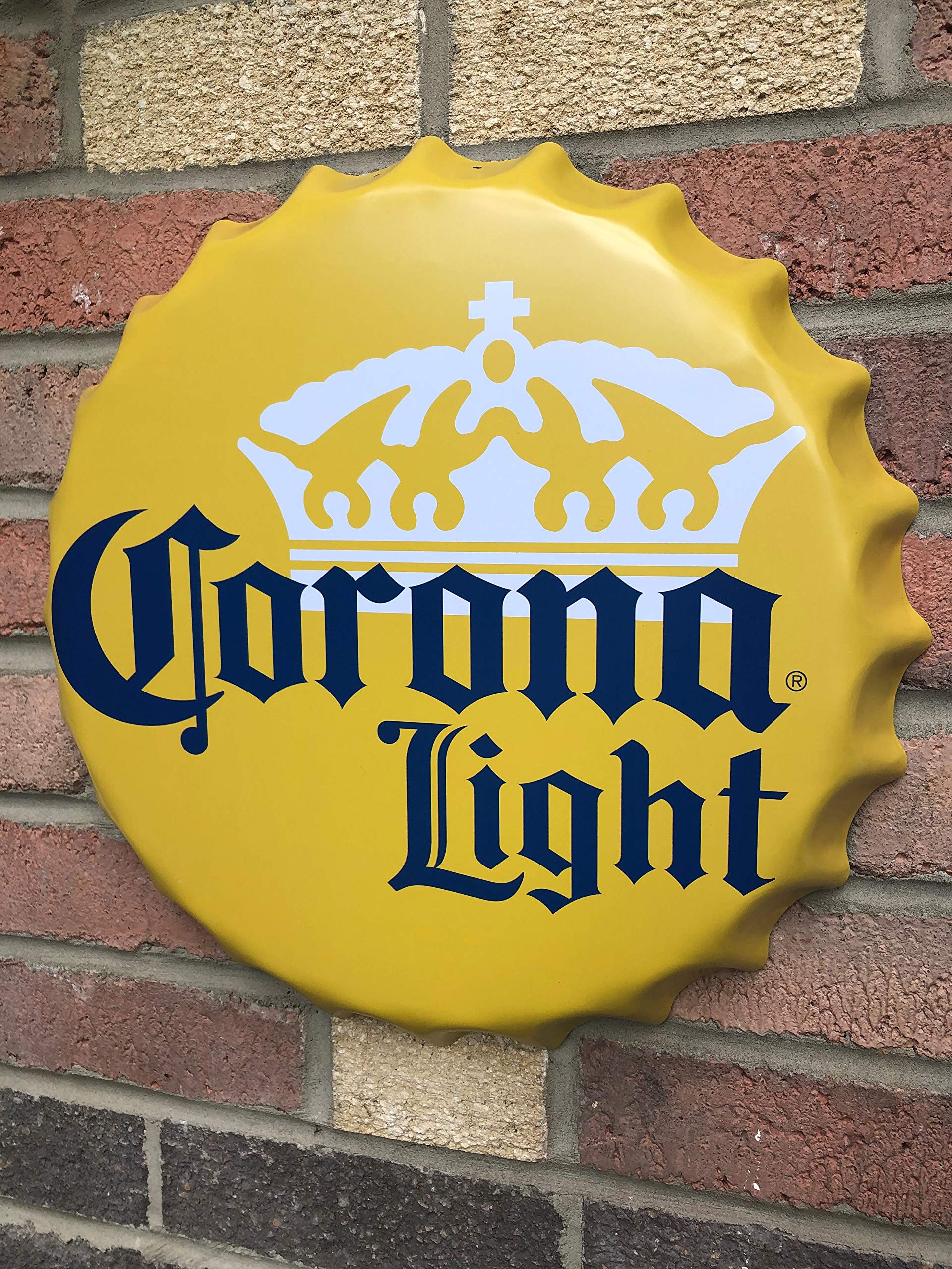 signs-unique Corona Light Bottle Cap Shaped Large Metal Sign 16"