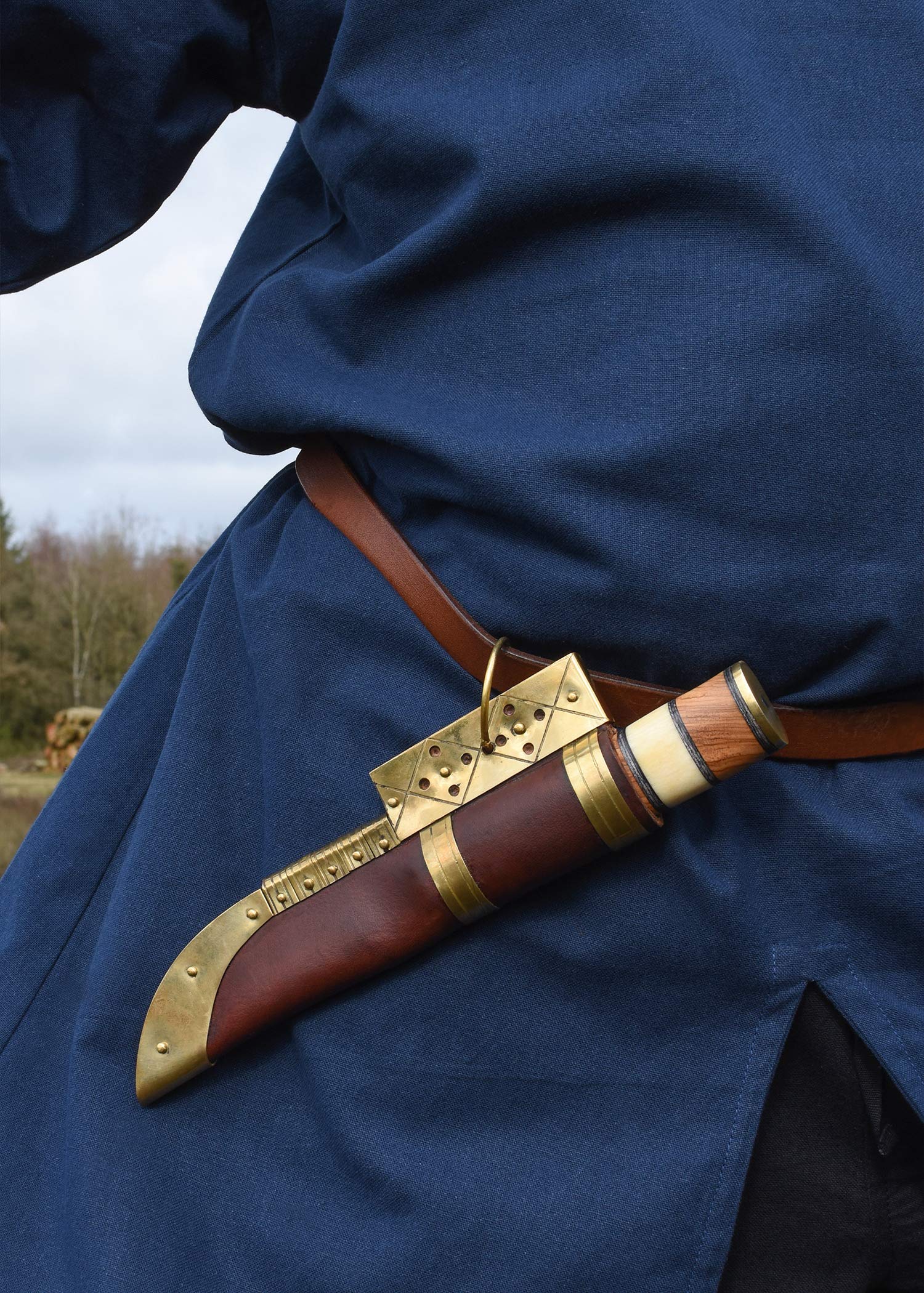 Battle-Merchant - Ailrik -Tunica Medievale a Maniche Corte con bordature - Uomo - Ideale Come Costume da Guerriero o per Carnevale