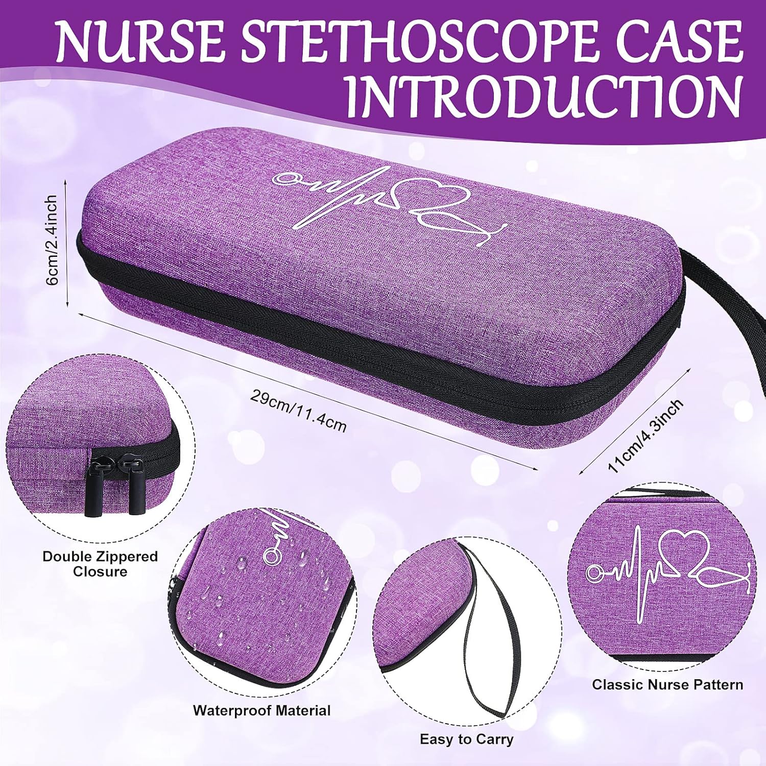 Coume 4 Pcs Christmas Nurse Gifts for Women Peace Love Nursing Appreciation Gift Set Include Tote Bag Stethoscope Case Tumbler Keychain for RN, NICU, Practitioner, Nurses Week, Graduation(Purple) - Image 6