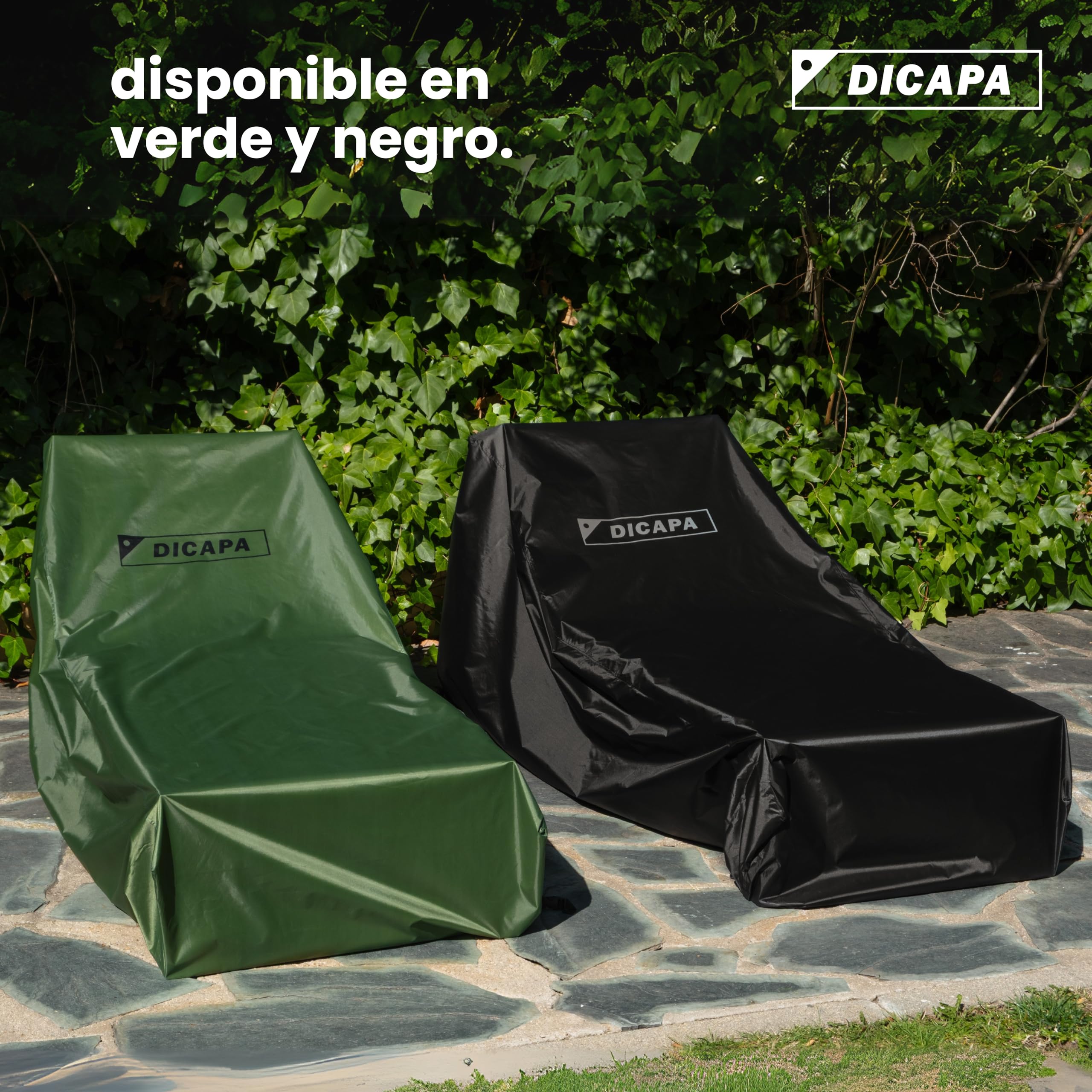 DICAPA Funda Tumbona Jardin (200x75x70cm) Funda Tumbona Exterior Impermeable, Fundas para Tumbonas (Negro) Funda Hamaca Jardin