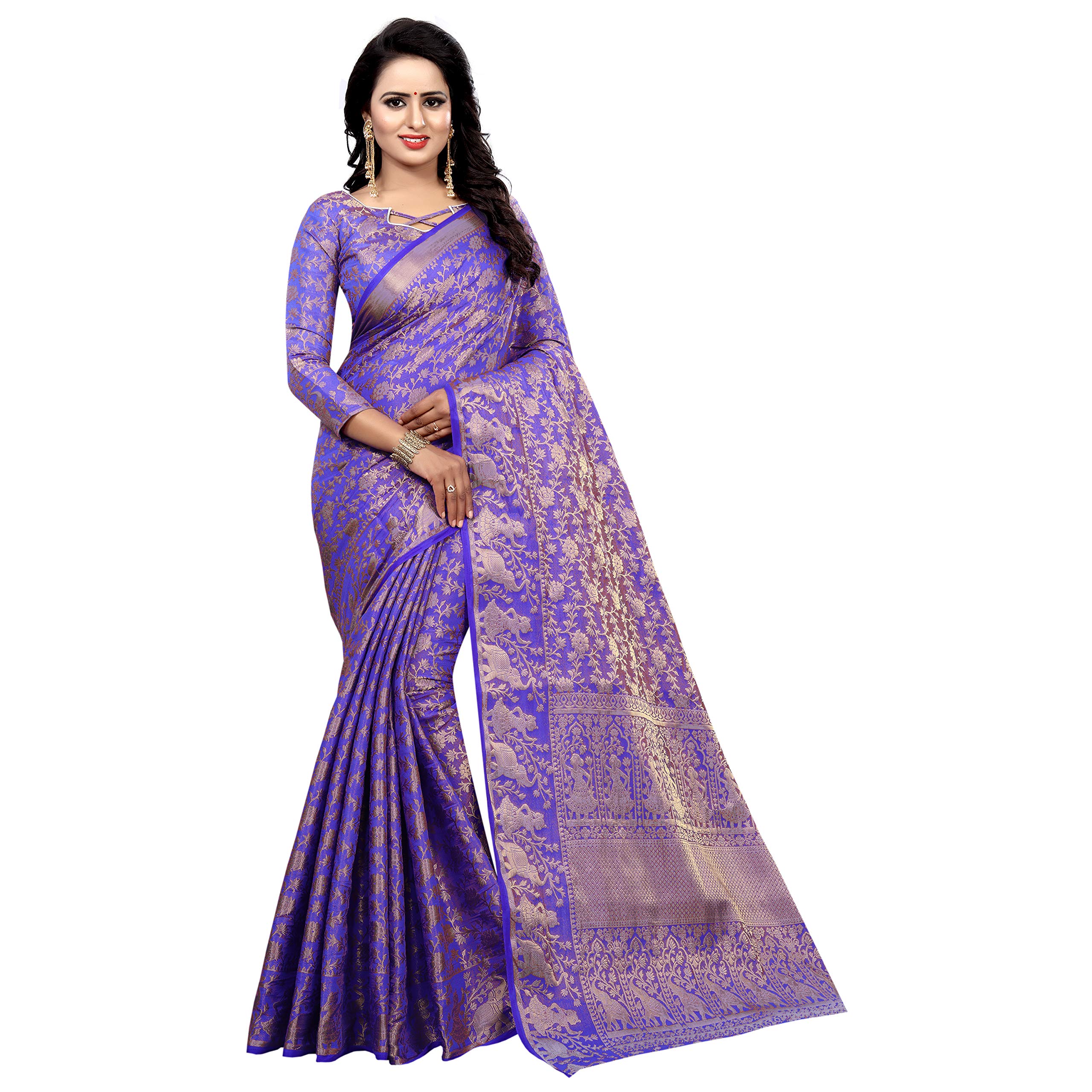 Being Banarasi Synthetic With Blouse Piece Saree (1494_D_ Multi-coloured_ Free Size)