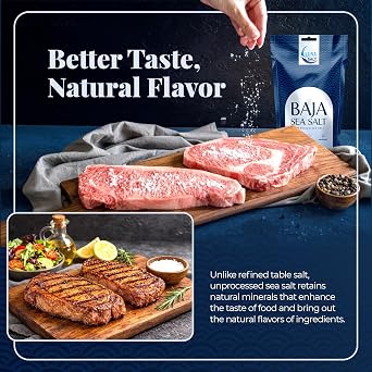 Baja Sea Salt – Hand-Harvested, 454g, Sun-Dried, 90+ Elements, Low-Sodium Gourmet Salt – Premium Cooking & Health-Friendly Seasoning – Resealable Pouch (Pack of 1)