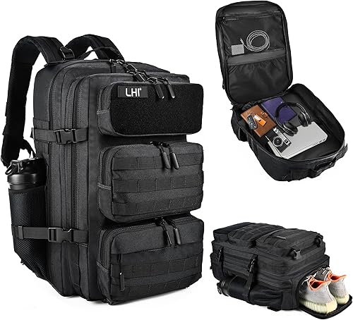 Miniatura 40 de LHI Mochila Militar Táctica para Hombres y Mujeres 25L/35L Mochila de Asalto del Ejército Bolsa Mochila Pequeña con Portabotellas