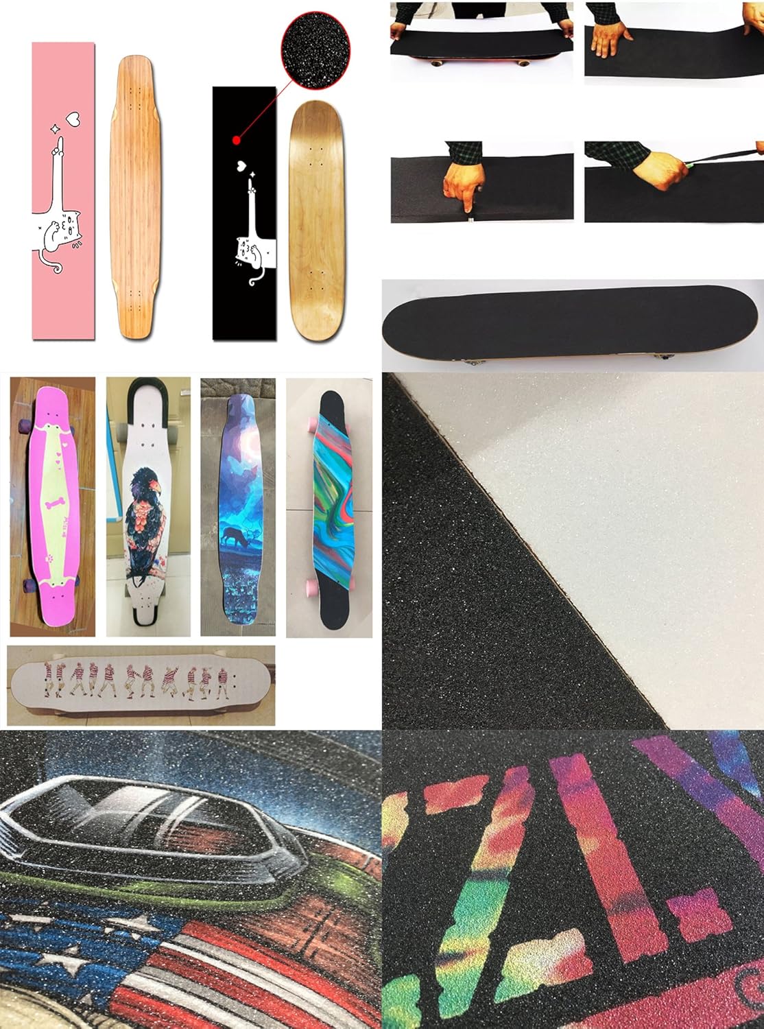BLANCHO BEDDING Skateboard Grip Tape Sheet Bubble Free Scrub Sticker Longboard Wear-Resistant Anti-Slip,Wolf Moon
