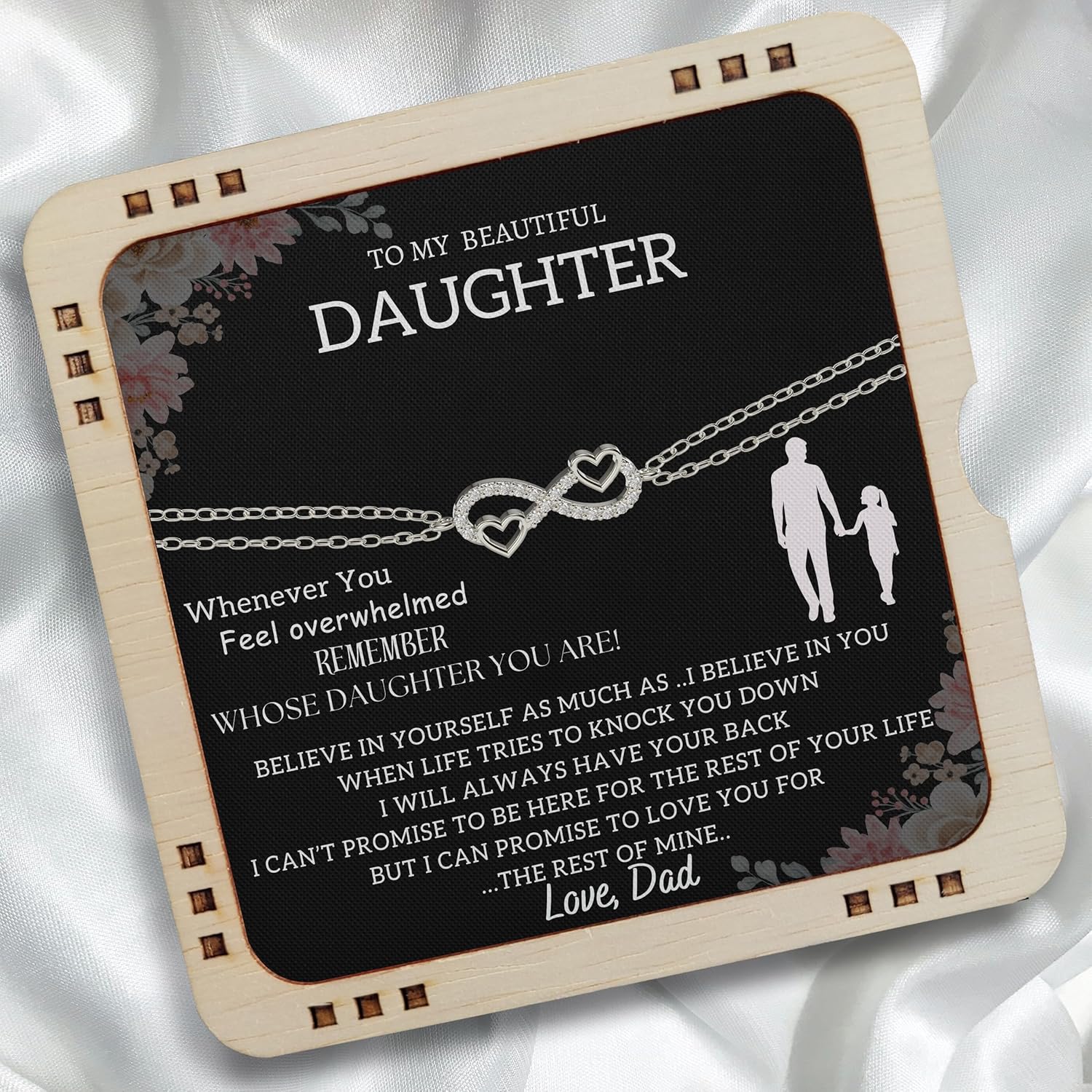 To My Daughter Bracelet From Dad With Heartfelt Message & Elegant Box, Valentines Day Gifts For Daughter From Father, 925 Silver, Infinity Bracelet Gift From Daddy On Birthday, Graduation - Image 5