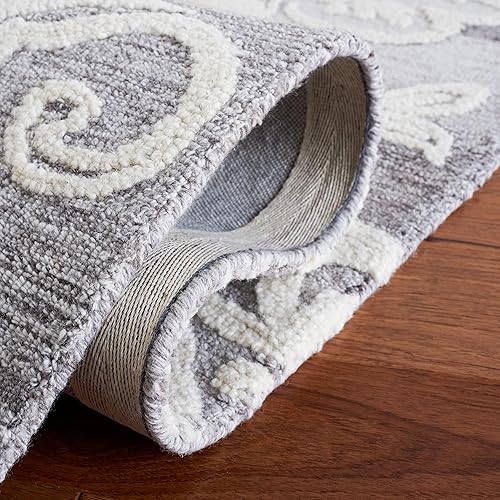 Miniatura 6 de SAFAVIEH Jardin Collection - Alfombra decorativa, 4 x 6 pies, gris y marfil, mezcla de lana floral hecha a mano, ideal para zonas de alto tráfico en