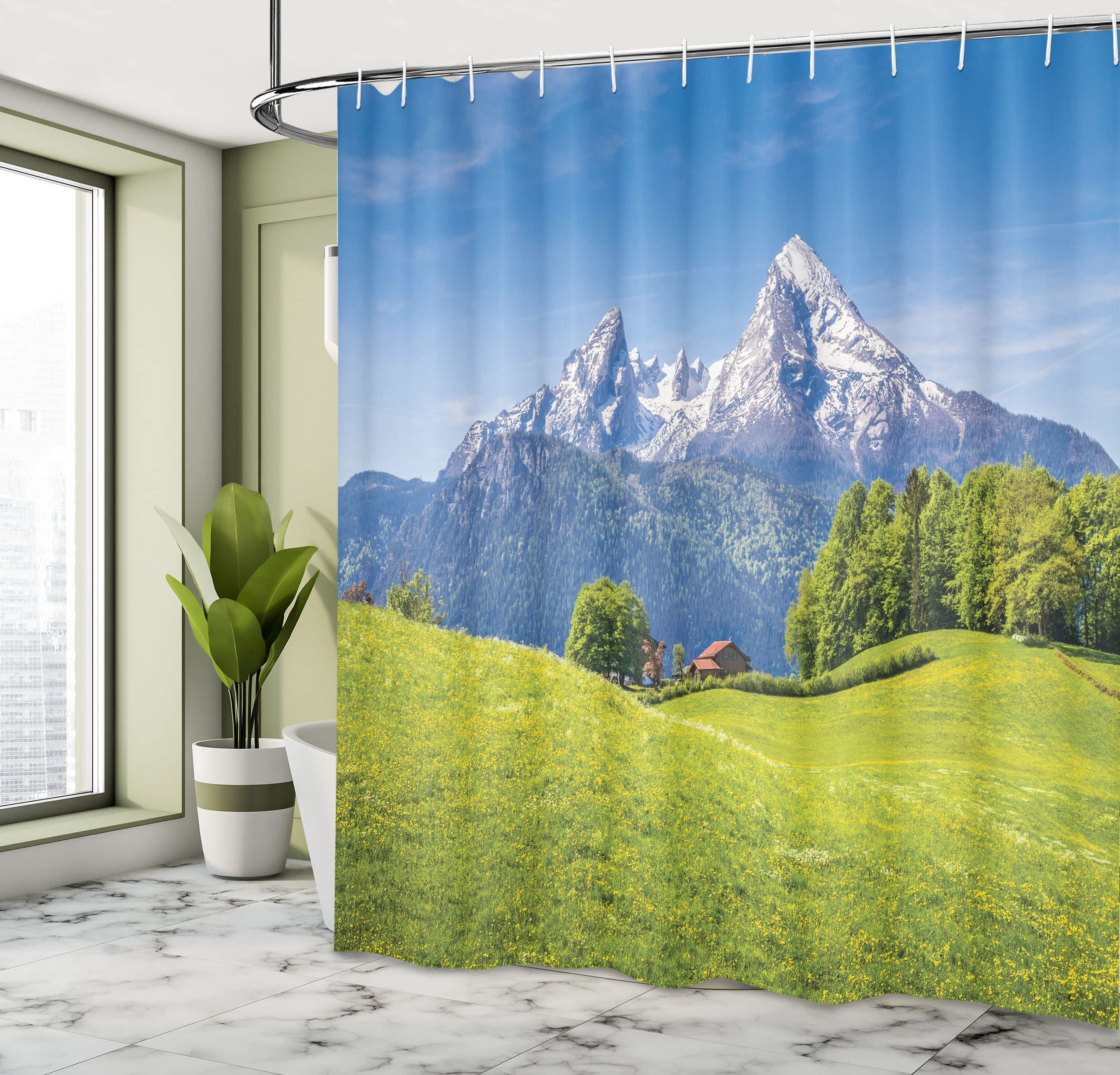 ABAKUHAUS Valentins-Duschvorhang - Romantisches Design 175x200 Cm Mit 12 Haken, Wasserabweisend