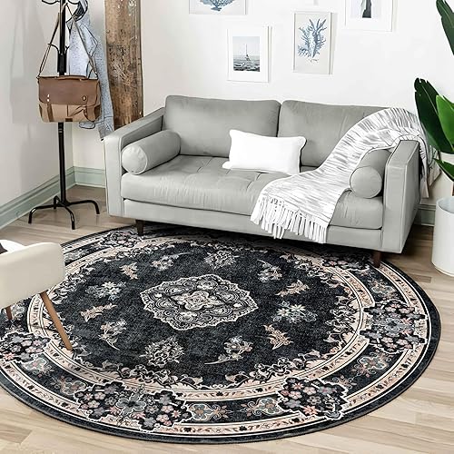 Miniatura 204 de MUJOO - Alfombra de 8 x 10 pies para sala de estar, grande, lavable, bohemio, para dormitorio, antideslizante, abstracto, suave, de pelo corto