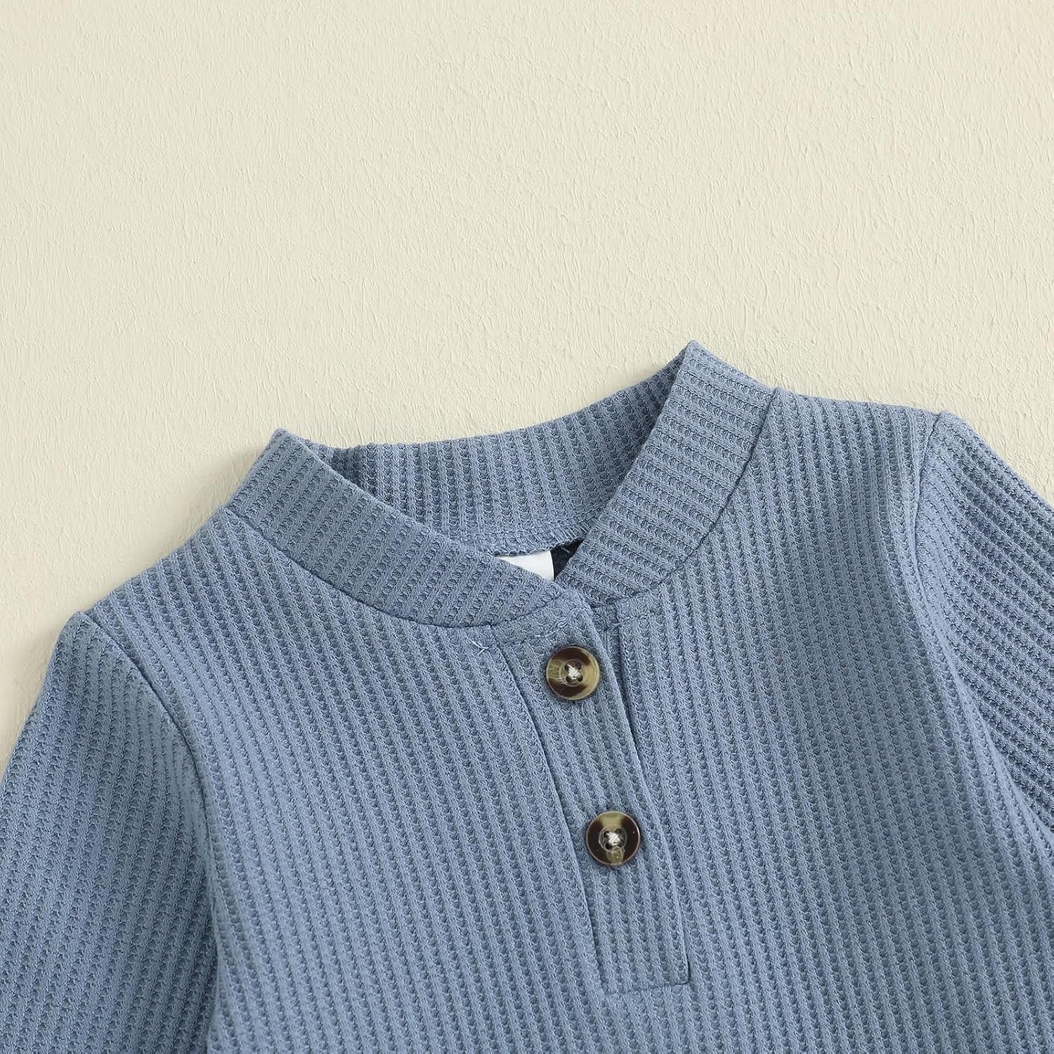 CIYCUIT Newborn Baby Boy Clothes Ribbed Knit Long Sleeve Bodysuit Pants 2-Piece Fall Winter Outfits - Image 3