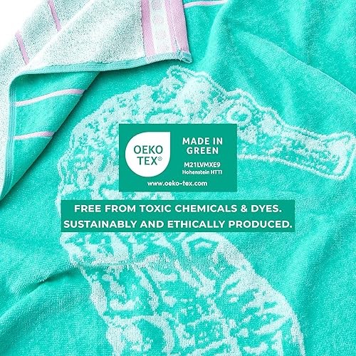 Miniatura 5 de Great Bay Home, Toalla, 100% algodón, paquete de 2 toallas absorbentes grandes, suaves y de secado rápido, toallas de natación para adultos, verde
