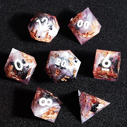 MINI PLANET DND - Juego de dados para TTRPG Dungeons and Dragons hechos a mano, con bordes afilados, dados poliédricos, dados de rol crítico, dados