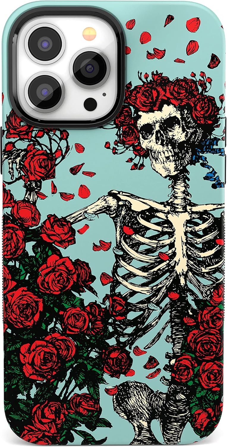 Casely iPhone 13 Pro Max Case | Compatible with MagSafe | Forever Grateful | Grateful Dead Skeleton Floral Case
