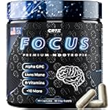 Nootropic Strongest Focus Supplement - Clinically Backed Ingredients Made in USA - Scientifically Backed Doses - Supplement for Brain Fog - AlphaGPC, Lions Mane, Rhodiola and More 10:1 90 Capsules