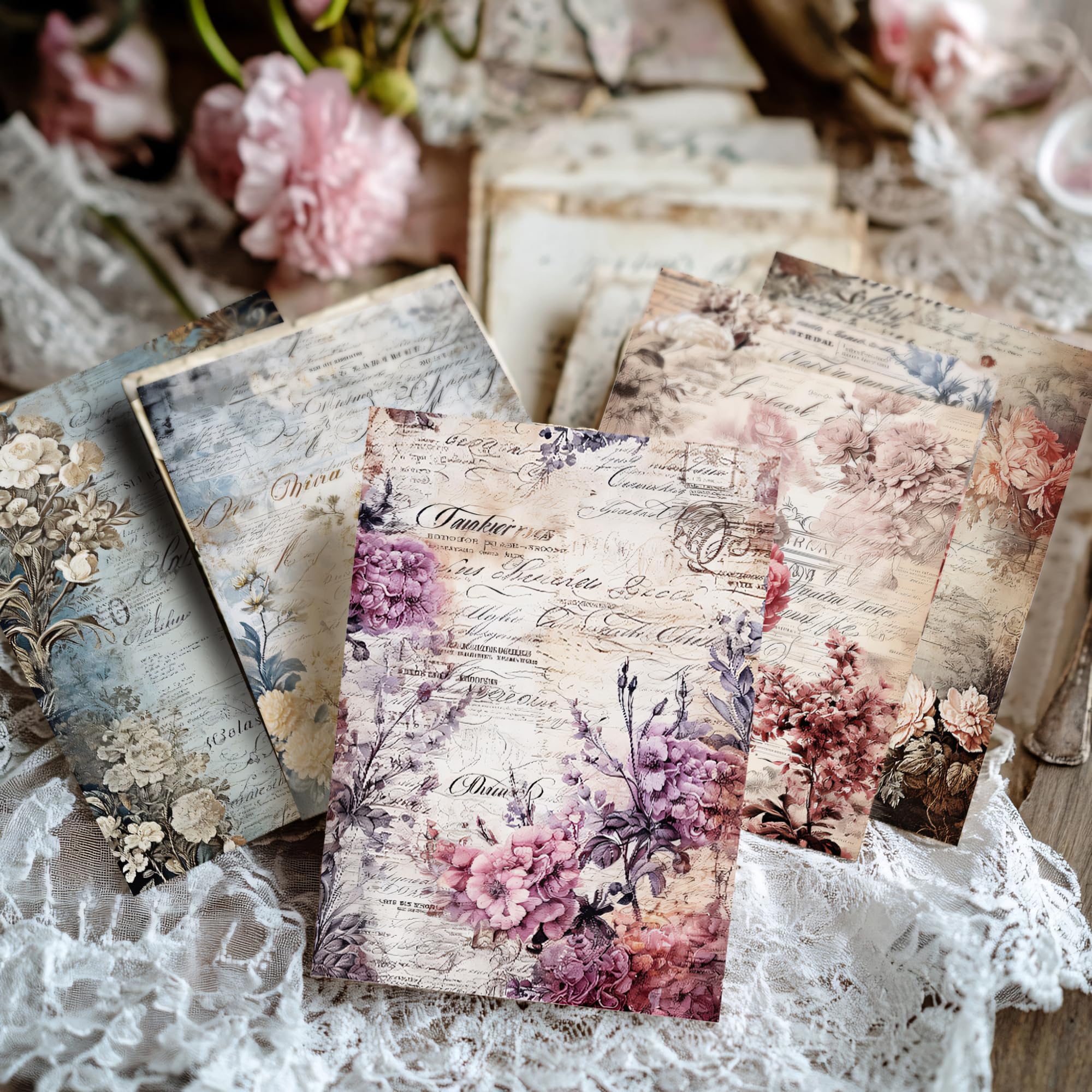 Vintage Flower Scrapbook Paper - 160 Sheets -3 Vintage Flower Scrapbook Paper - 160 Sheets -3