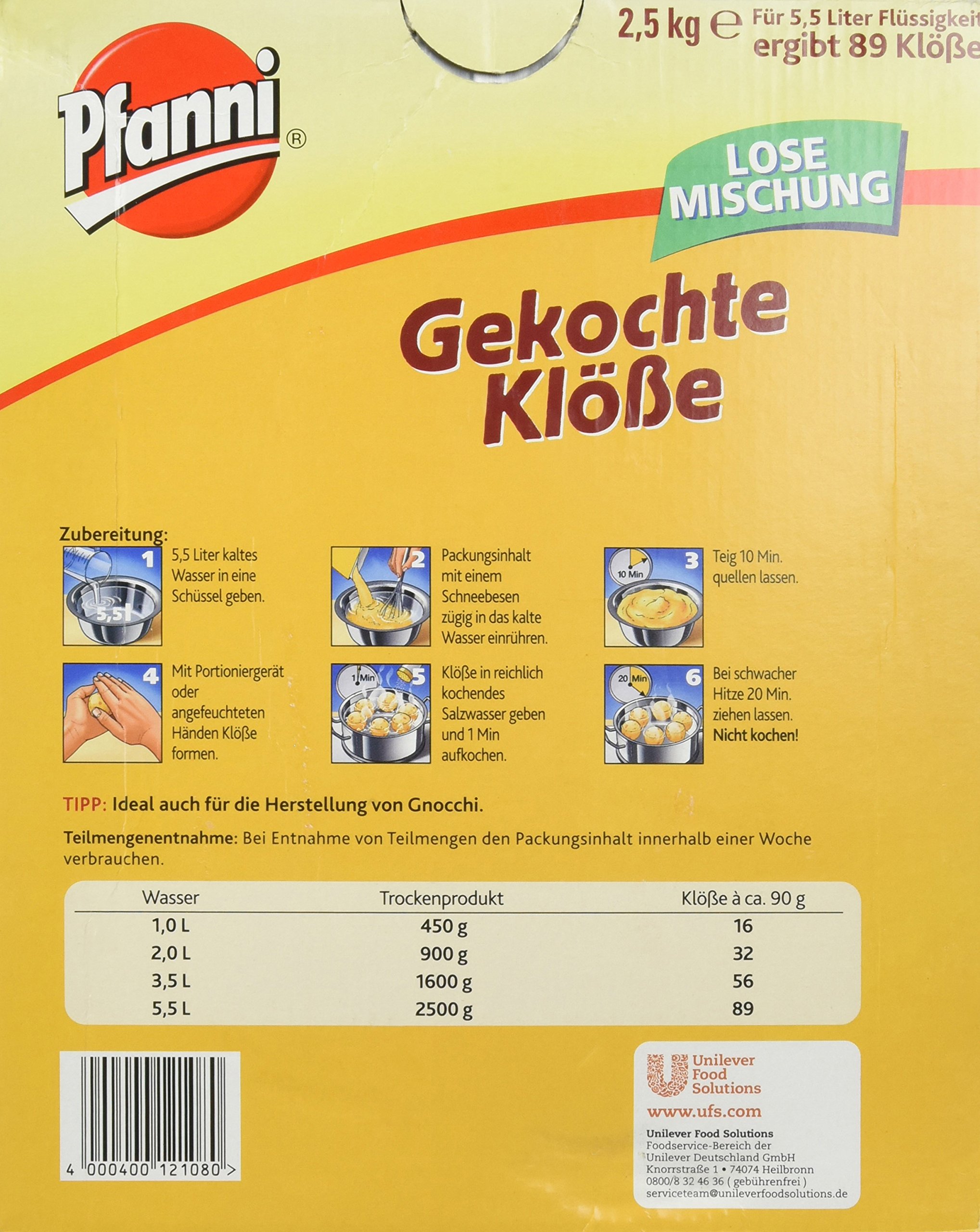 Pfanni Gekochte Klöße 2.5 kg, 1er Pack (1 x 2.5 kg)