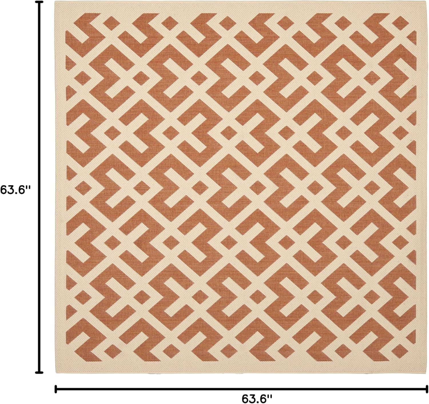 SAFAVIEH Washable Rug Outdoor Courtyard Collection - 5'3" Square, Terracotta & Bone, Non-Shedding & Easy Cleaning, Ideal for Patio, Backyard, Mudroom (CY6915-231)