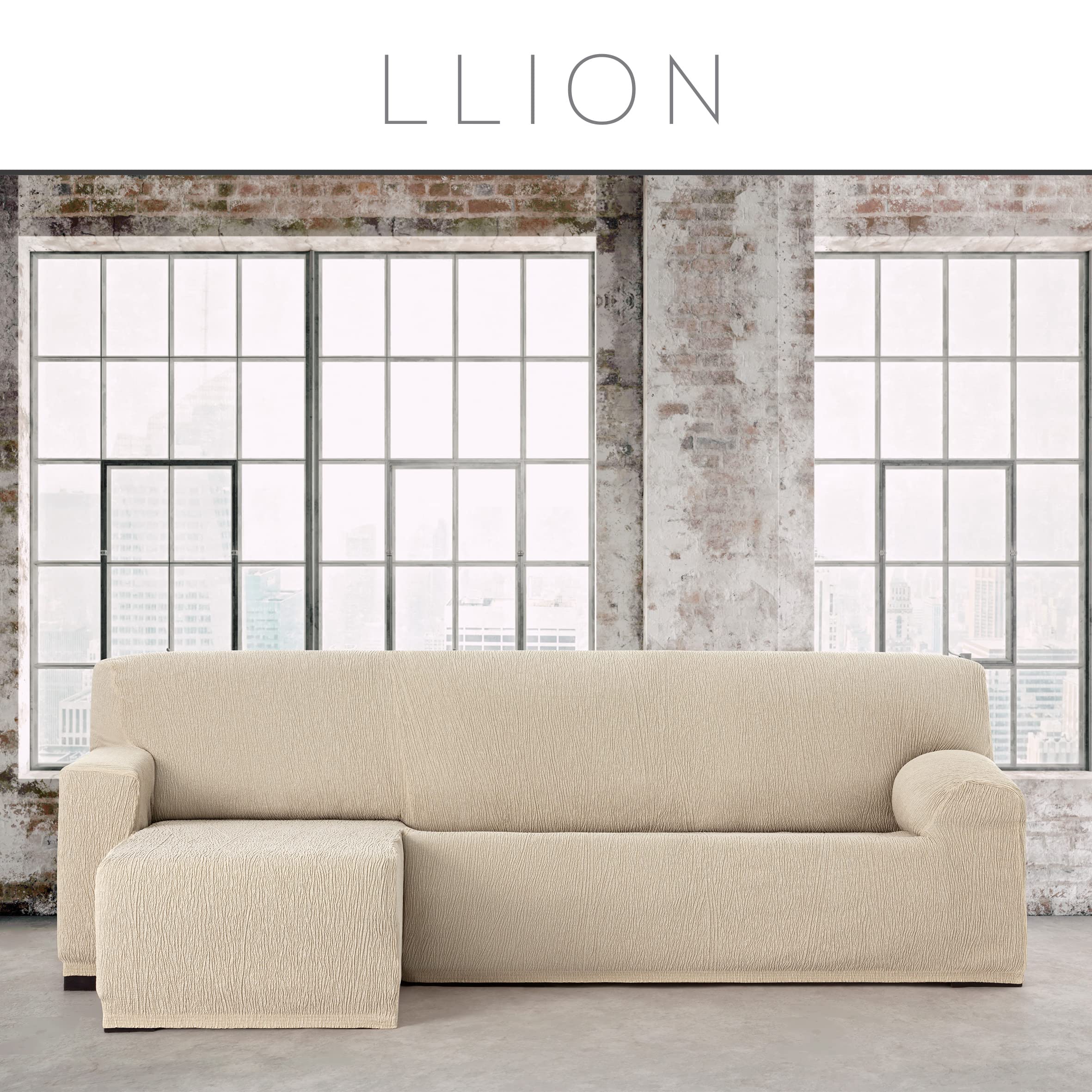Eysa Llion Funda de sofá Chaise Longue 250-315cm Brazo Corto Izquierdo Vista Frontal Crudo