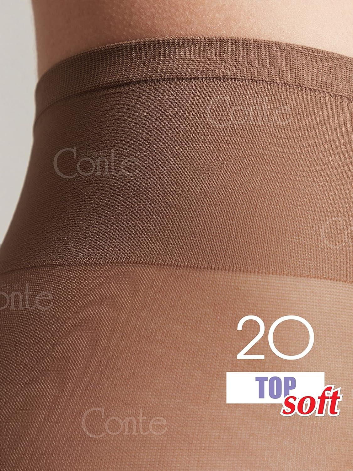 Conte Tights for Sensitive Skin Sheer to Waist Hipster Low-Rise Pantyhose with Adjustable Belt, Top Soft 20 Den - Image 5