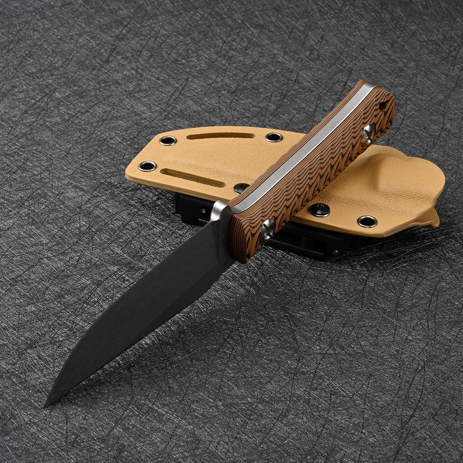 Knives DC53 Steel EDC Tactical Fixed Blade Knife G10 Handle with kydex sheath for Men Camping Survival Hunting Outdoor (White+Brown)