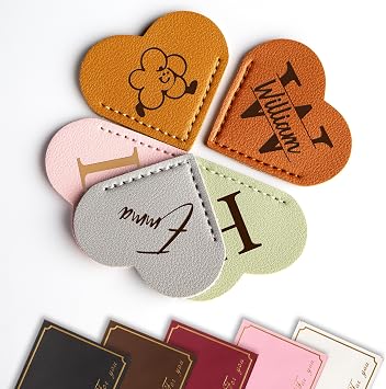 Personalized Leather Heart Bookmark with Name & Initial Engraving, Custom Corner Page Marker for Book Lovers, Teachers, Students, Women Gifts, Handmade Reading Accessories