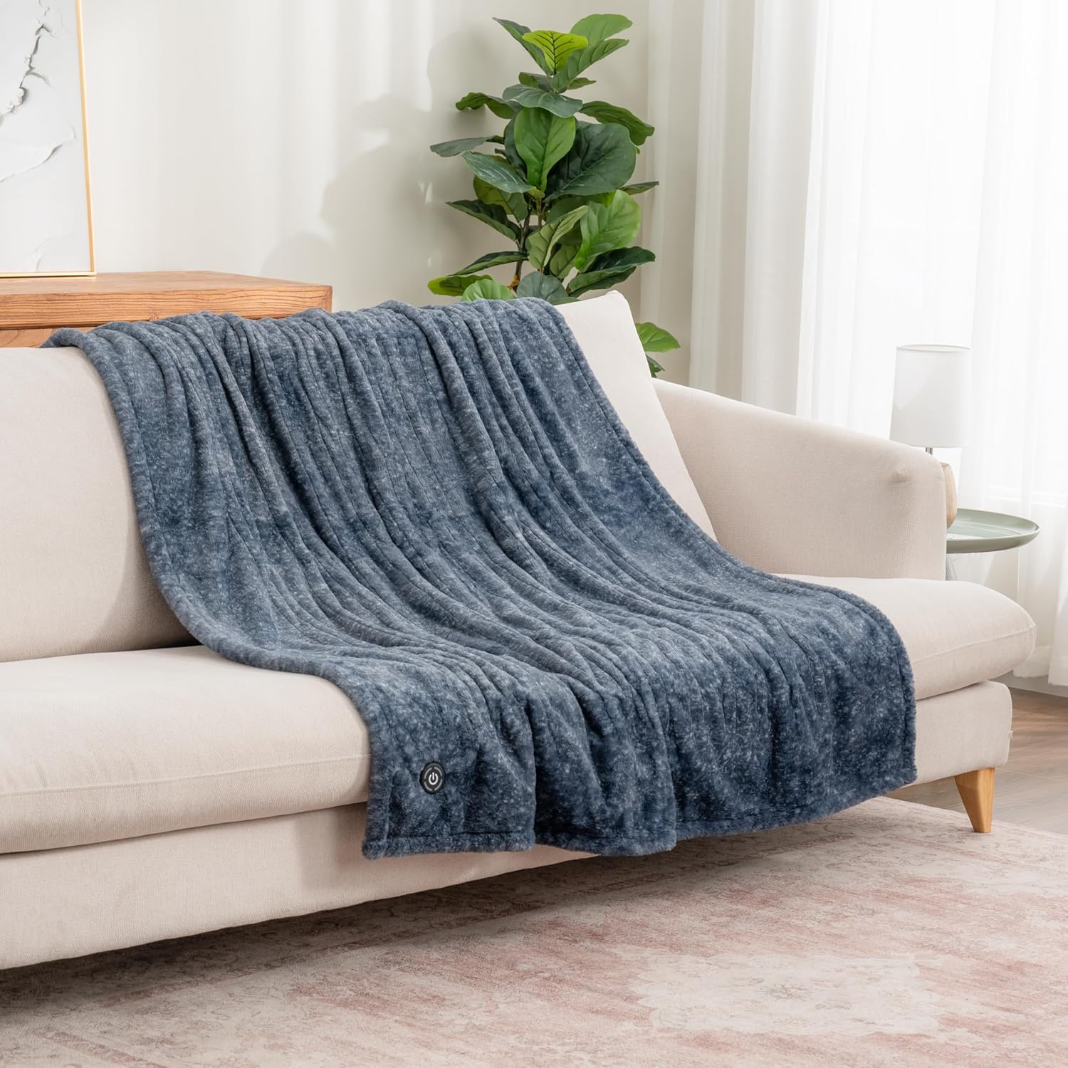 Berkshire Blanket Heated Throw Blanket, Grace Fur to Loftmink Reversible Electric Throw with 4 Heat Levels, Fast Heating Printed Throw for Couch and Bed, Auto Shut-Off Feature (50"x60") - Image 6