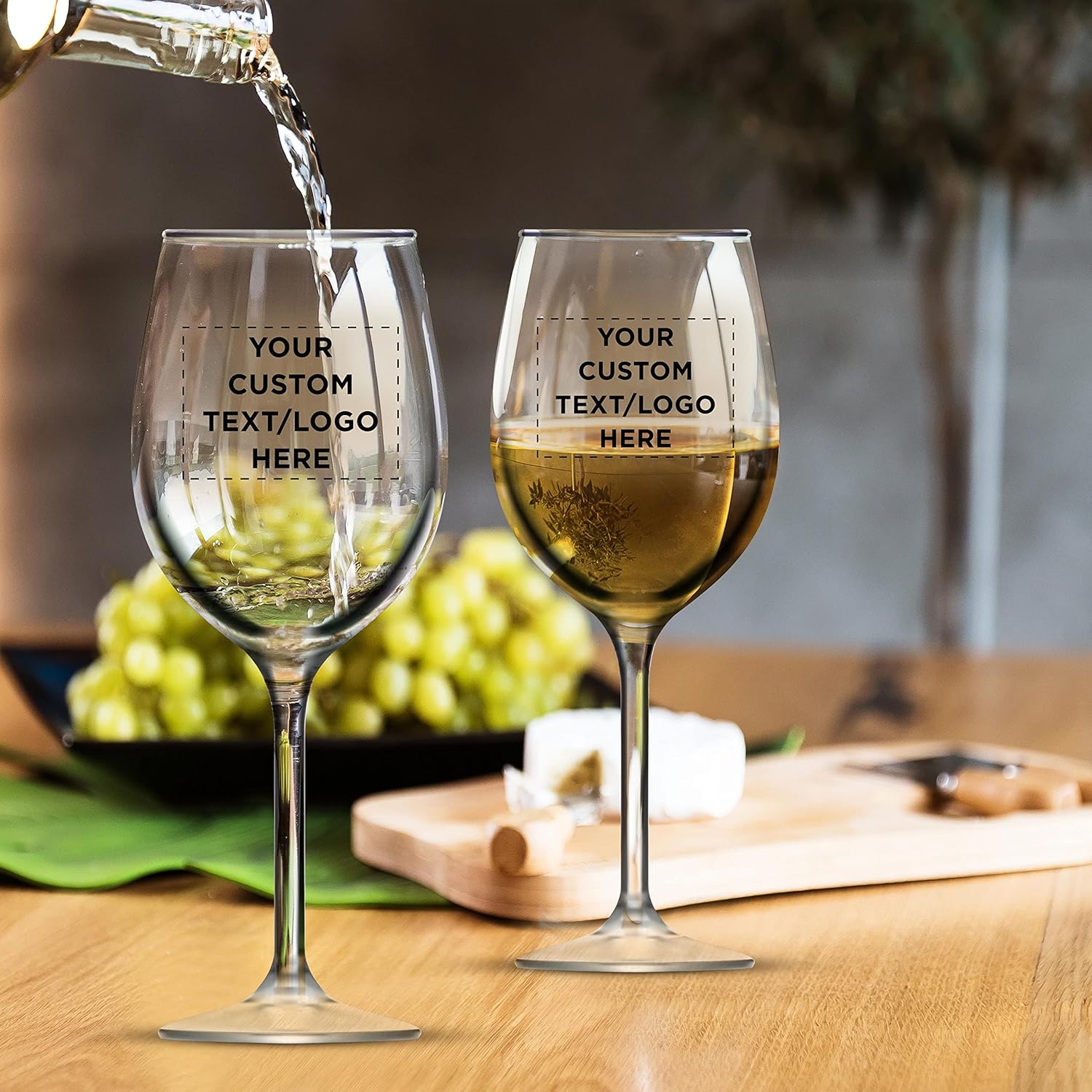 Custom Wine Glasses 19 oz. Set of 6, Personalized Bulk Pack - Restaurant Glassware, Perfect for Red Wine, White Wine, Cocktails and More - Clear