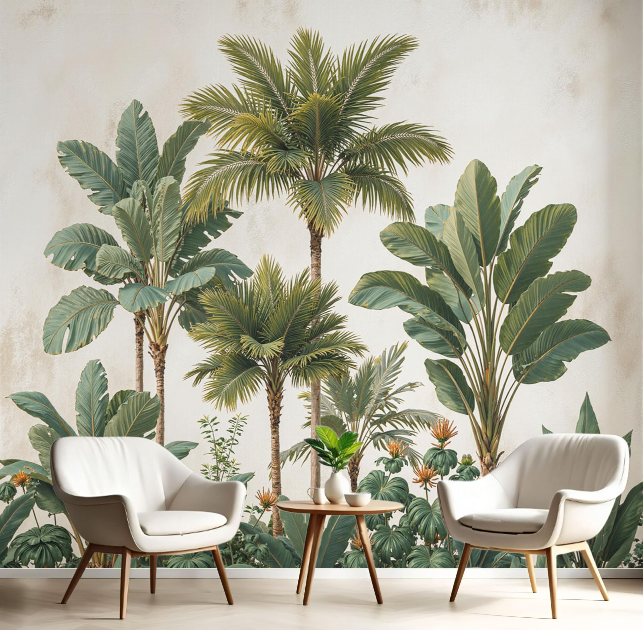Papier peint panoramique vert olive pour salon et chambre