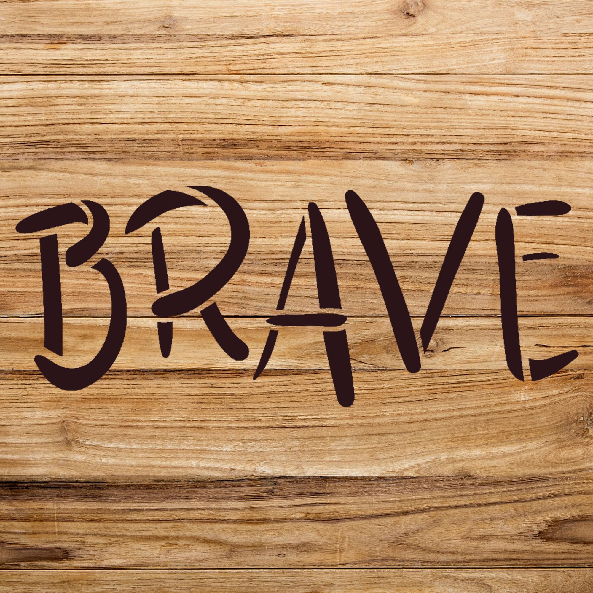 Brave Word Stencil for Home Decor and Craft Projects, Reusable Mylar Template for Wood Signs and Inspirational Quotes - Size A2 (23.4