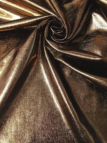 The Yard - Tela de elastano de poliéster elástico metálico brillante en toda la superficie (bronce)