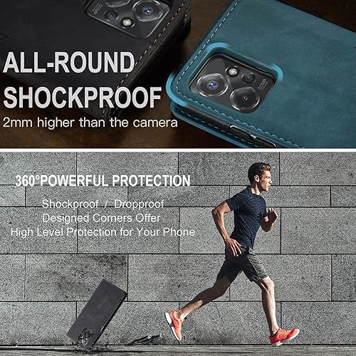 Miniatura 4 de WAWZ Funda tipo cartera para Moto G Power 5G 2023, a prueba de golpes, con ranuras para tarjetas, soporte invisible para Moto G Power 5G 2023 (negro)