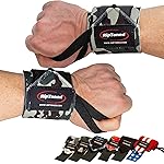 Rip Toned Wrist Wraps for Weightlifting - USPA & USAPL Approved 18 Wrist Straps for Powerlifting - Adjustable, Durable Gym Wraps with Thumb Loop - Maximum Support for Men & Women - Green Camo Stiff