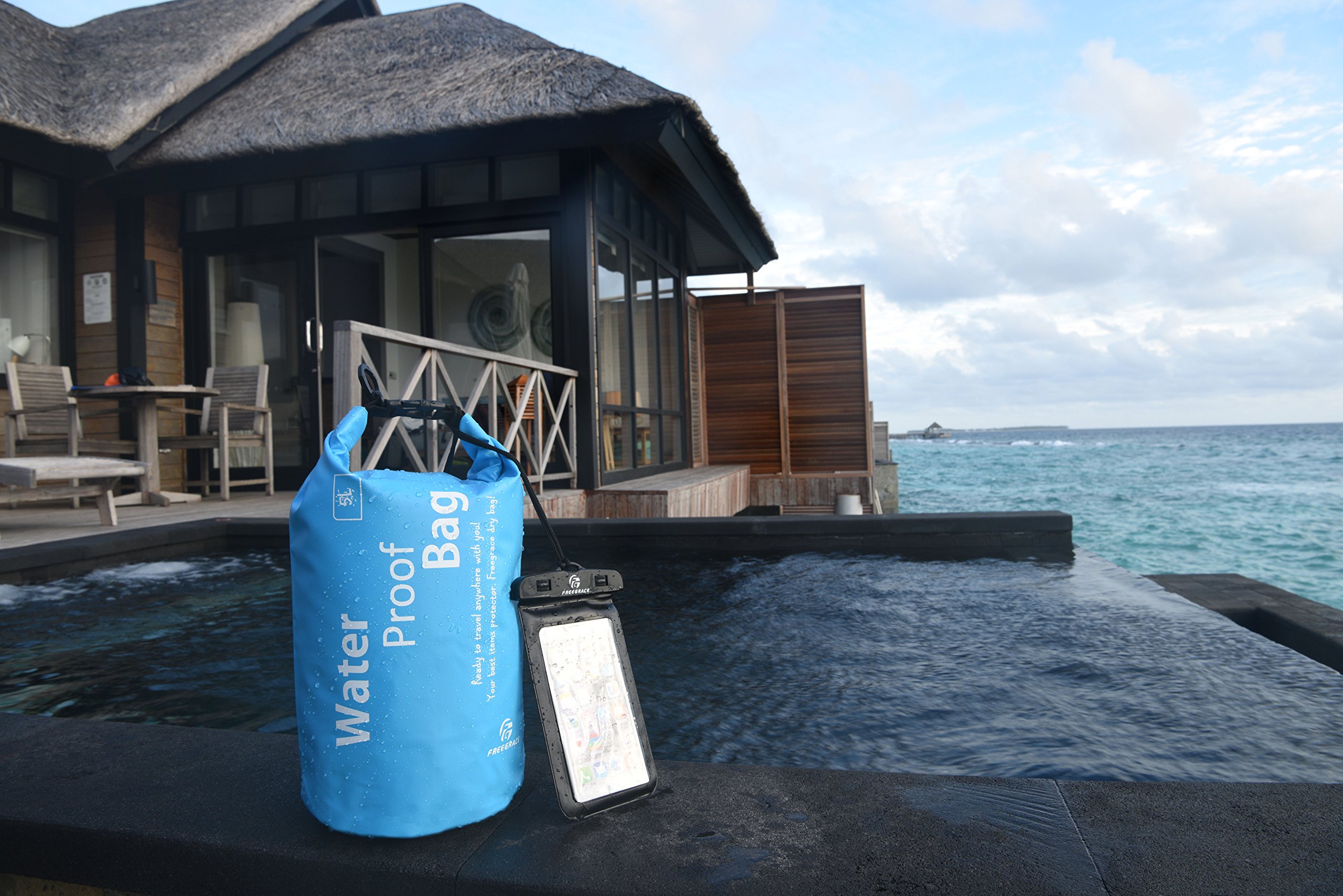 Freegrace Bolsa de Secado Ligera y Funda para teléfono (Juego de 2) – Mantiene seco tu Equipo para Kayak, Playa, Rafting, canotaje, Senderismo, Camping y Pesca