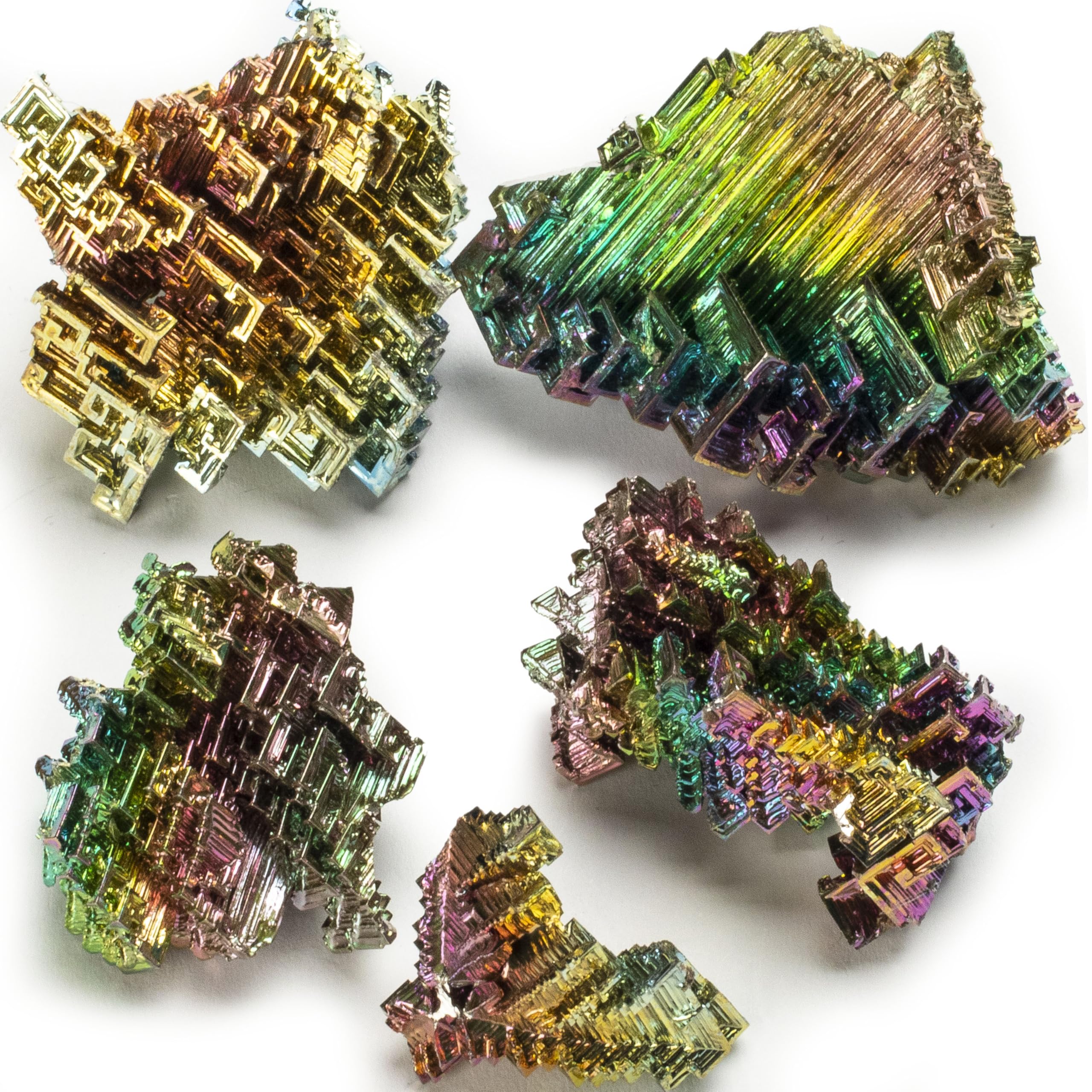 KALIFANO Raw Bismuth Bundle (250 Carats) with Information Card - Rainbow Metallic Reiki Healing Crystal Used for Spiritual Transformation and Inner Fullfilment (Family Owned and Operated)