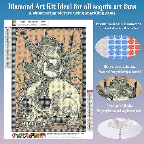 Miniatura 2 de FORLAND Kits de pintura de diamante de rana para adultos principiantes  5D DIY Skull Kit de diamantes de perforación completa manualidades para
