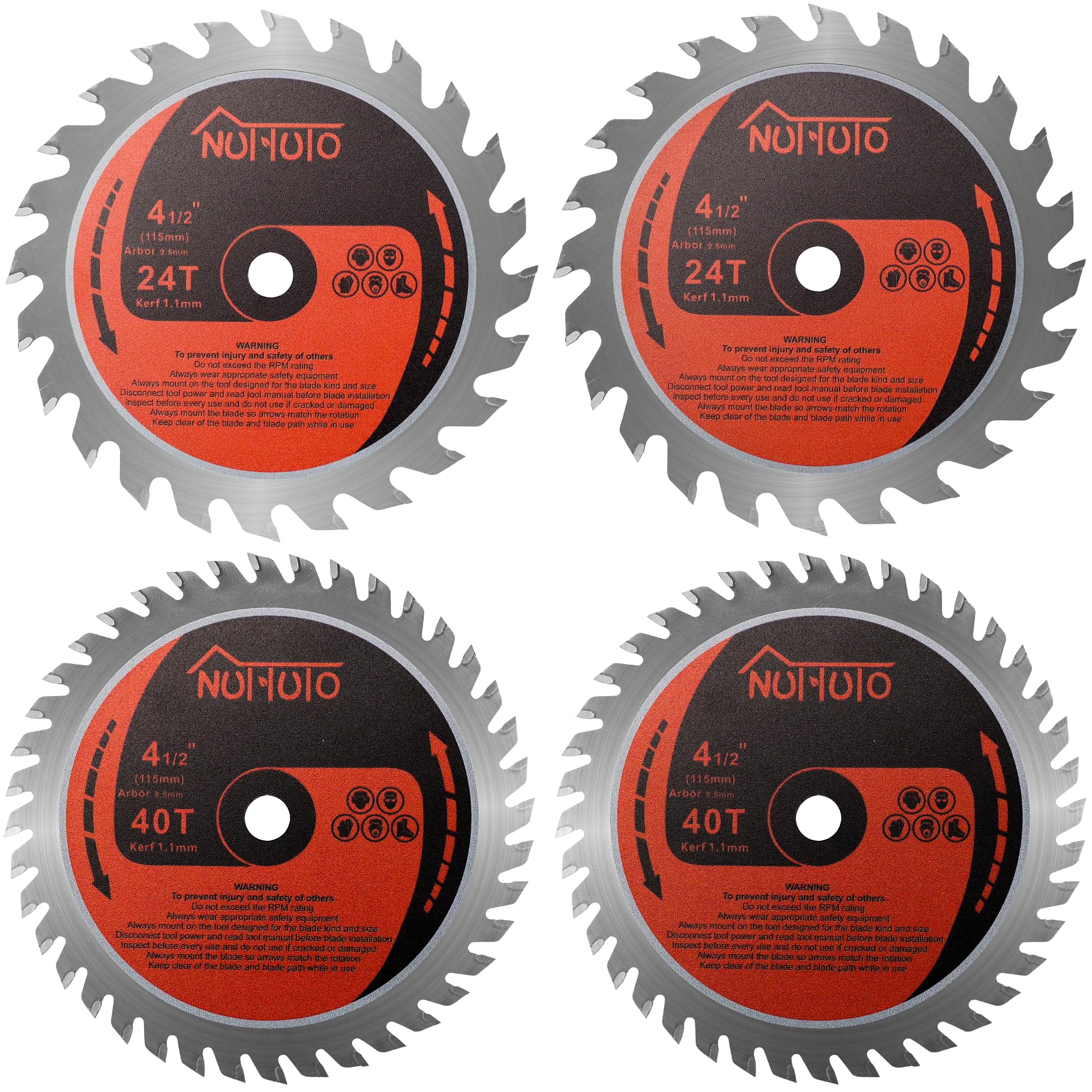 4 Pack 4-1/2"24T&40T Circular Saw Blade