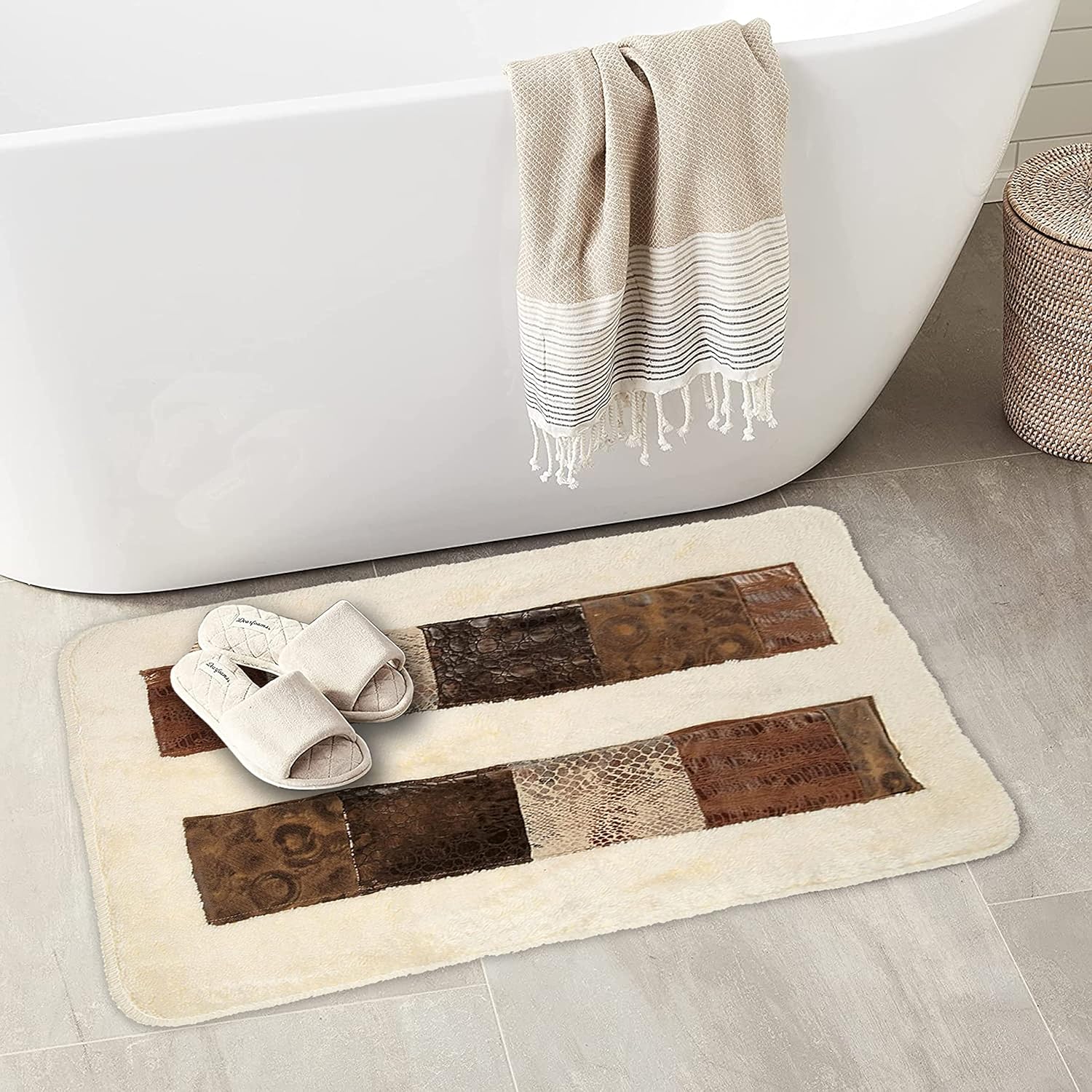 Zahari Home Zambia Animal Print Bathroom Rug Classic Luxury