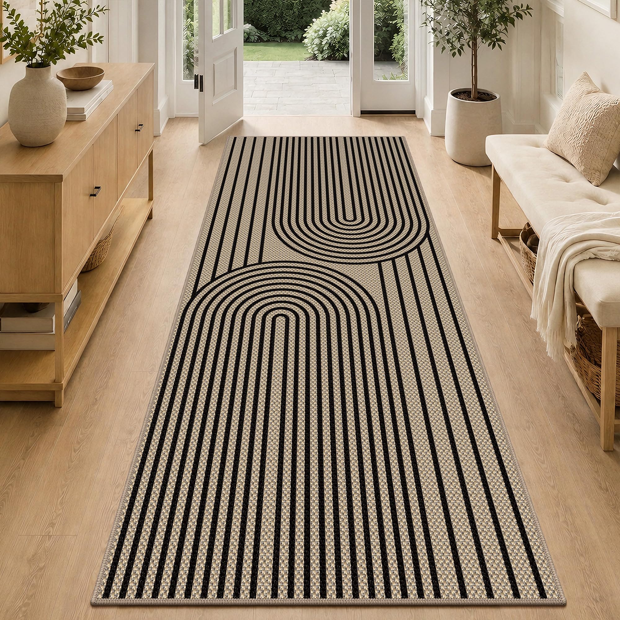 VSIWB Teppich Läufer Flur 80x200 cm Jute Aussehen Küchenteppich Waschbarer