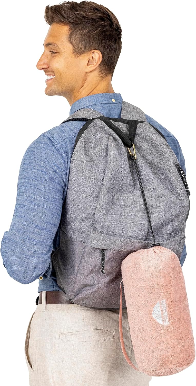 BlueHills Travel Blanket Pillow Rolled Premium Soft Plush Airplane Throw Traveling Gifts Compact in a Bag 70 X 48 inches Long Plane Flight Portable Lightweight Pink R02 - Image 9