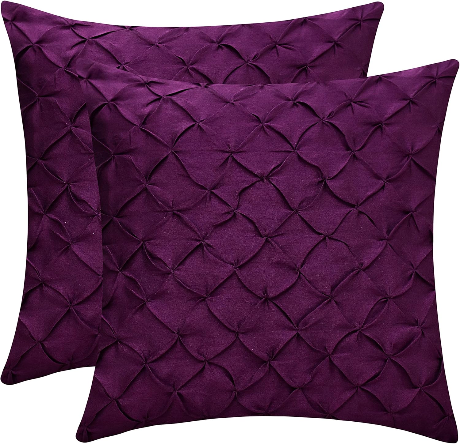 The White Petals Plum Cushion Covers (Faux Silk, Pinch Pleat, 12x12