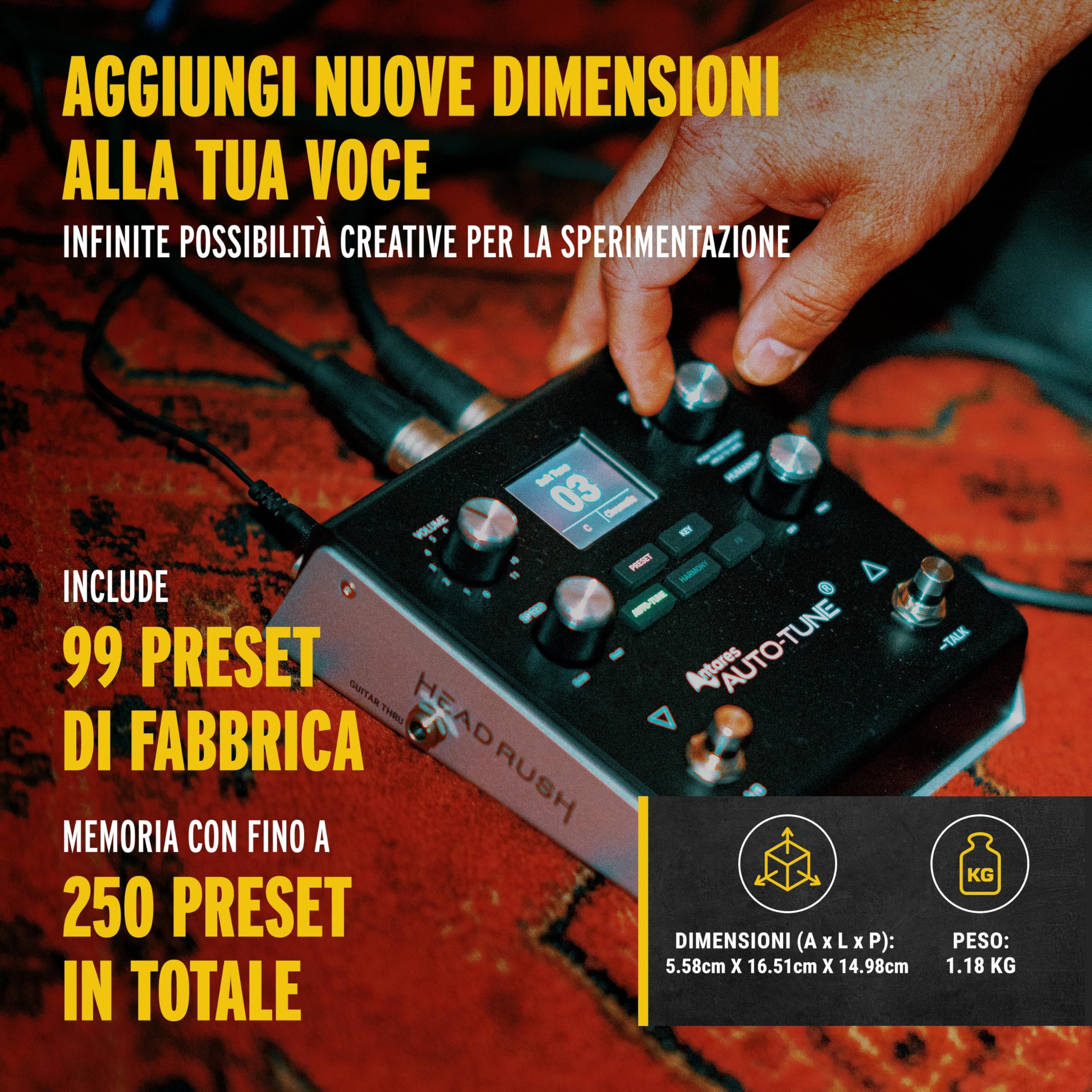 HeadRush VX5 - Effetto a Pedale con AutoTune Antares per Cantanti, con Real Time Pitch Correction, Armonia vocale, Interfaccia per Chitarra e Microfono