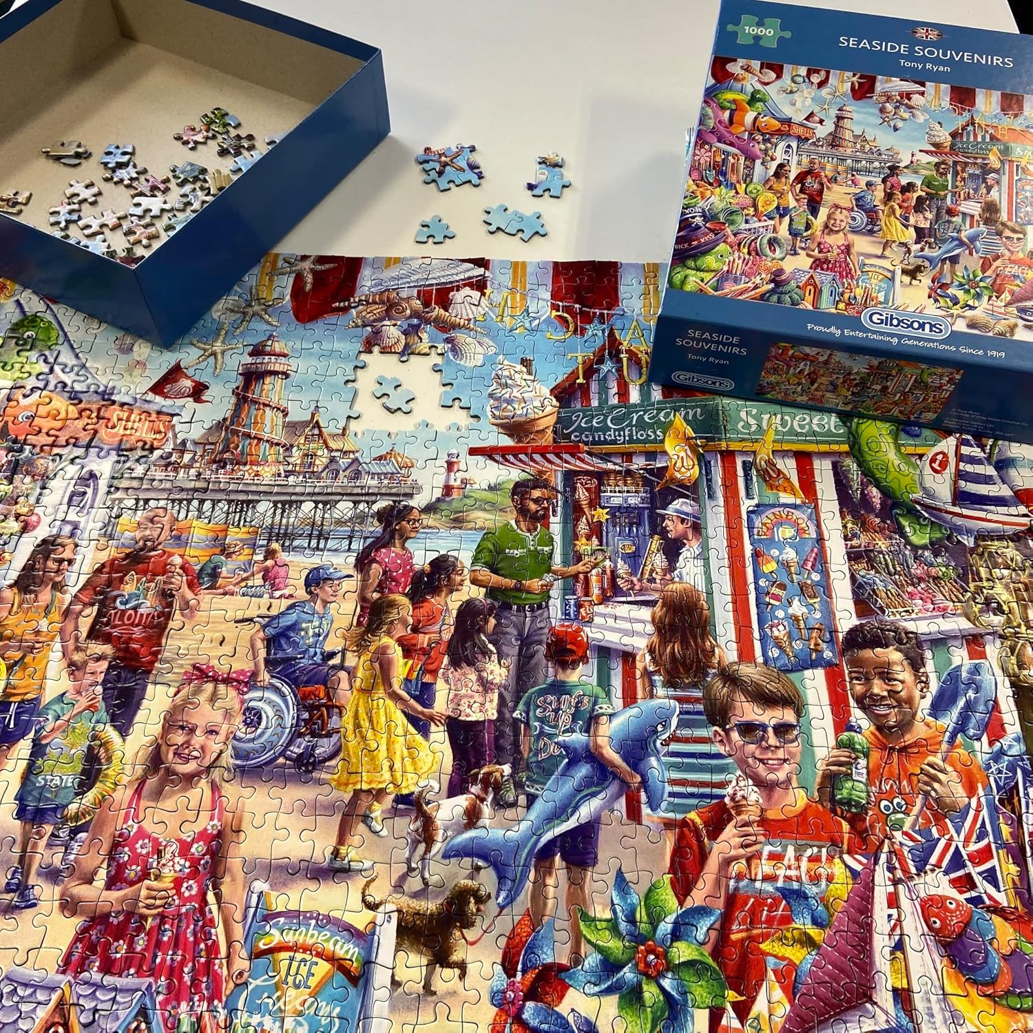 Seaside Souvenirs 1000 Piece Jigsaw Puzzle | Beach Jigsaw Puzzle | Sustainable Puzzle for Adults | Premium 100% Recycled Board | Gibsons Games